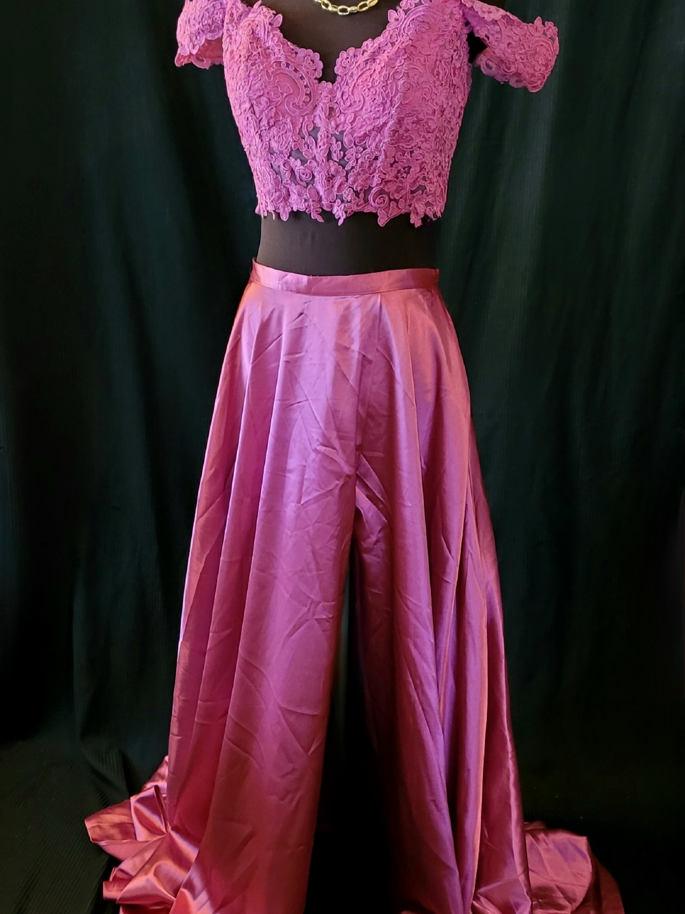 New Sz 10 Sherri Hill Hot Pink Two Piece Evening Gown with Pockets